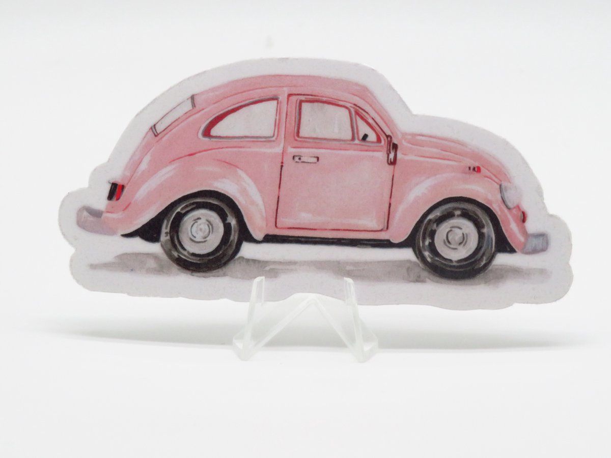 Roze VolksWagen Sticker - Valentijn VolksWagen | Veras Arts & Dice | Schattige Stickers - Handgemaakte Stickers - Journaling - Bullet Journal - Scrapbooking - Leuke Stickers - Laptop Sticker - Telefoon Sticker